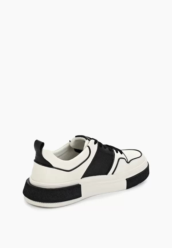 Pantofi barbati sport, piele naturala , albi cu negru c-475 - imagine 3