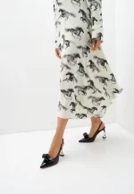 Pantofi  decupati, piele lacuita cu accesoriu , negri c-162 - imagine 5