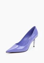 Pantofi Stiletto lila , piele lacuita , cu toc clepsidra - imagine 2