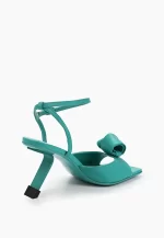 Sandale dama elegante , piele naturala , accesoriu  , albastru-turcoaz - imagine 4