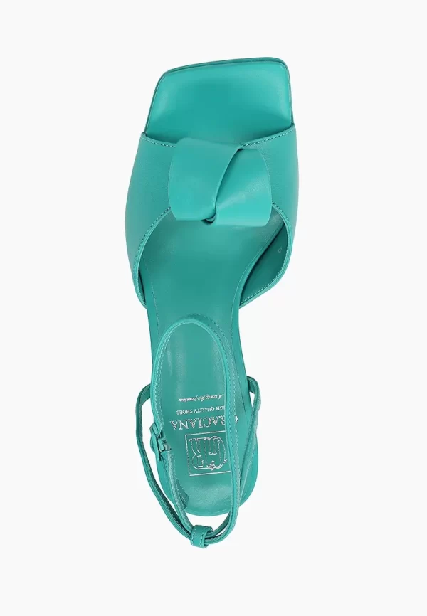 Sandale dama elegante , piele naturala , accesoriu  , albastru-turcoaz - imagine 5