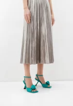 Sandale dama elegante , piele naturala , accesoriu  , albastru-turcoaz - imagine 3