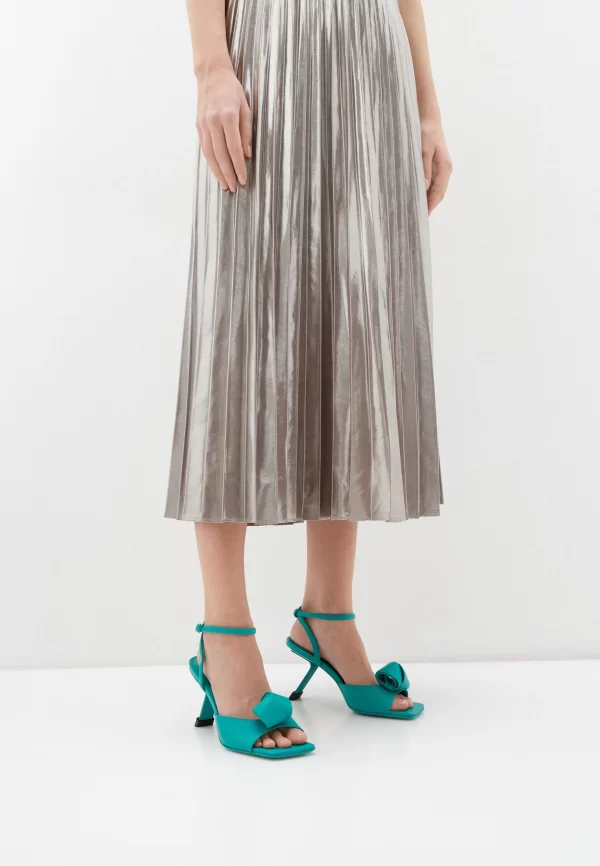 Sandale dama elegante , piele naturala , accesoriu  , albastru-turcoaz - imagine 3