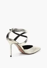 Pantofi decupati eleganti , piele naturala , aurii - imagine 4