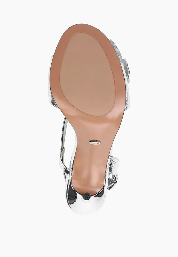 Sandale dama elegante , piele naturala,  accesoriu funda de pietre , argintiu - imagine 5