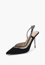 Pantofi decupati eleganti , piele intoarsa , cu pietre