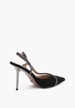 Pantofi decupati eleganti , piele intoarsa , cu pietre - imagine 4