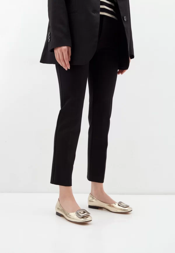Balerini dama eleganti, piele naturala ,auriu cu accesoriu pietre - imagine 7