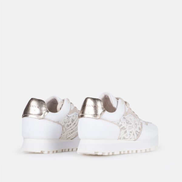 Sneakers dama , piele naturala , ivory cu dantela dublata - imagine 3