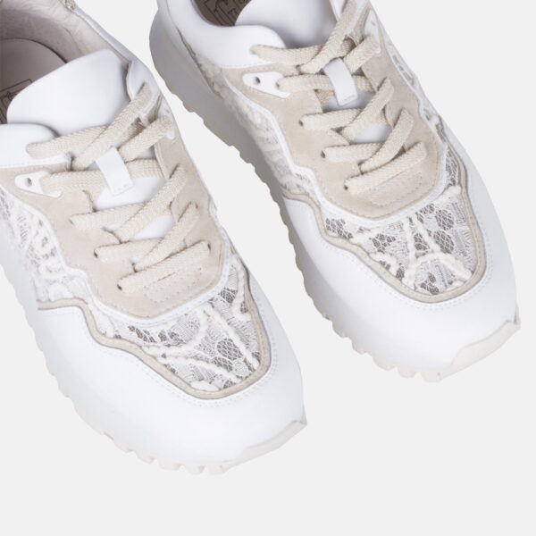Sneakers dama , piele naturala , ivory cu dantela dublata - imagine 4