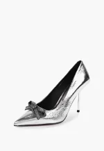 Pantofi Stiletto eleganti cu accesoriu, argintii