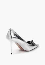Pantofi Stiletto eleganti cu accesoriu, argintii - imagine 2