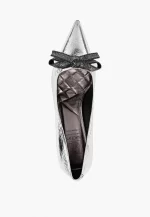 Pantofi Stiletto eleganti cu accesoriu, argintii - imagine 3