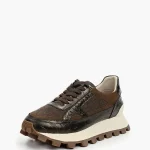 Sneakers dama din piele naturala, kaki