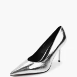 Pantofi Stiletto eleganti , piele naturala, argintii