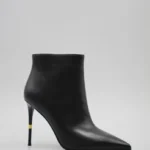 Botine negre cu toc cui, piele naturala C824
