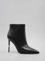 Botine negre cu toc cui, piele naturala C824
