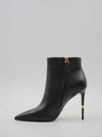 Botine negre cu toc cui, piele naturala C824 - imagine 5