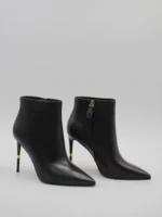 Botine negre cu toc cui, piele naturala C824 - imagine 4