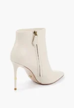 Botine albe cu toc cui, piele naturala C-369 - imagine 3