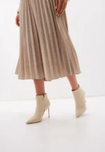 Botine albe cu toc cui, piele naturala C-369 - imagine 5