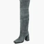 Cizme  elegante , piele intoarsa , gri C-92