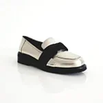 Pantofi casual aurii cu fundita - imagine 2