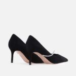 Pantofi stiletto, piele intoarsa, accesoriu lant cu pietre - imagine 6