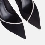 Pantofi stiletto, piele intoarsa, accesoriu lant cu pietre - imagine 2