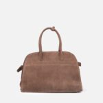 Geanta piele intoarsa, maro - imagine 2