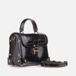 Geanta neagra, piele naturala lacuita - imagine 2