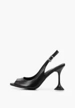 Pantofi decupati, negri, toc inima - imagine 4