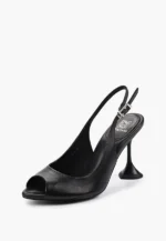 Pantofi decupati, negri, toc inima - imagine 5