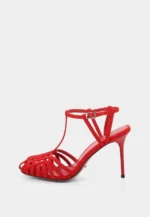 Sandale piele intoarsa, rosii - imagine 3