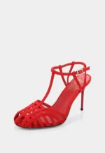 Sandale piele intoarsa, rosii - imagine 4