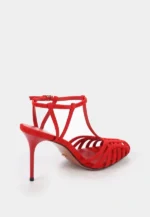 Sandale piele intoarsa, rosii - imagine 5