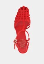 Sandale piele intoarsa, rosii - imagine 2