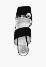 Saboti negri, piele intoarsa, accesoriu piatra - imagine 2