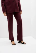 Saboti negri, piele intoarsa, accesoriu piatra