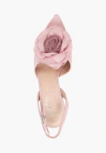 Pantofi decupati, roz, accesoriu floare - imagine 4