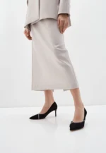 Pantofi stiletto, piele intoarsa, accesoriu lant cu pietre