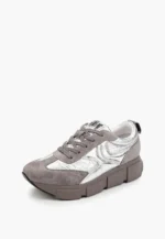 Adidasi piele intoarsa, argintii, gri - imagine 2