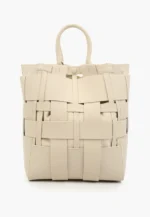 Geanta crem, piele naturala, de mana si umar - imagine 2