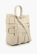 Geanta crem, piele naturala, de mana si umar - imagine 5