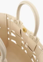 Geanta crem, piele naturala, de mana si umar - imagine 4