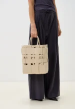 Geanta crem, piele naturala, de mana si umar