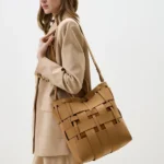 Geanta de mana si umar, piele naturala, cappuccino