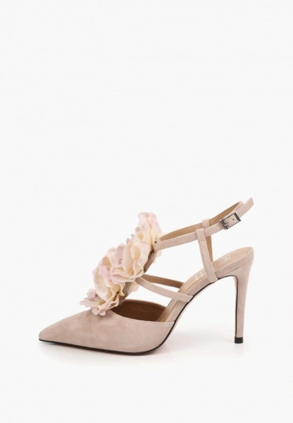 Pantofi decupati, bej, piele intoarsa - imagine 3