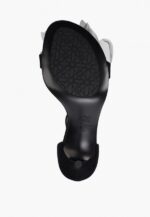 Sandale negre, piele intoarsa, accesoriu floare - imagine 5
