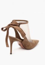 Pantofi decupati, piele intoarsa si plasa, cappuccino - imagine 4